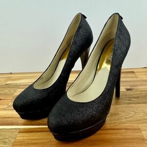 Michael Kors Black Glitter Platform‎ Pumps Heels Party Evening Shoes Womens 10